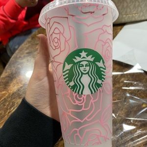 Rose covered Starbucks cold cup 24oz